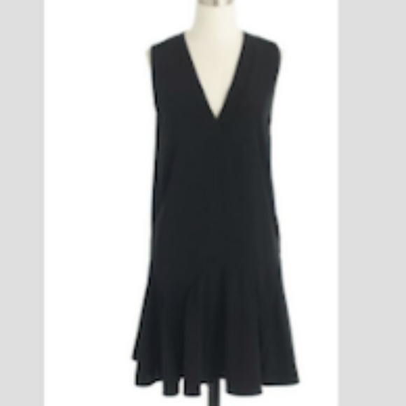 J Crew black flounce dress sleeveless black - Picture 1 of 8